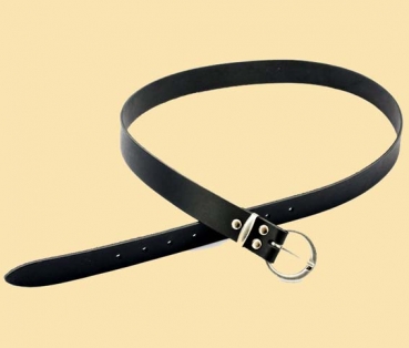 Preview: Klassischer Gürtel 3 cm - Spaltleder  - schwarz - mit Schwerthalter- Schnalle rund